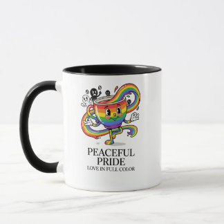 Retro friedliche Pride-Regenbogen-Kaffeetassen-T-S Tasse