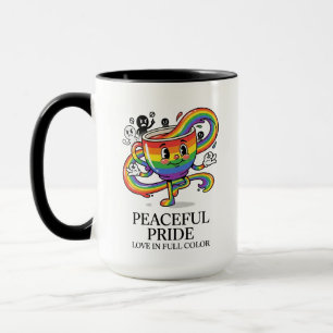 Retro friedlicher Pride-Regenbogen-Kaffeetassen-T- Tasse