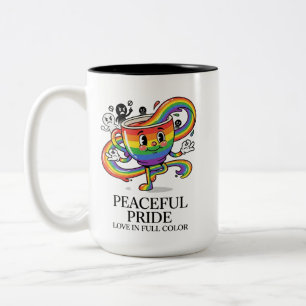 Retro friedliches Pride-Regenbogen-Kaffeetasse T-S Zweifarbige Tasse
