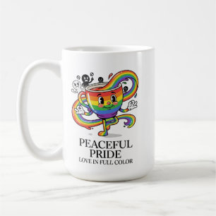 Retro-friedliches-Stolz-Regenbogen-Kaffeetassen-T- Kaffeetasse