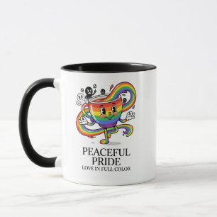 Retro-friedliches-Stolz-Regenbogen-Kaffeetassen-T- Tasse