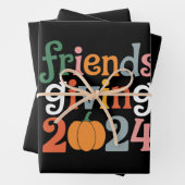 Retro Friends geben 2024 Erntedank fallen Geschenkpapier Set (Beispiel)