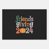 Retro Friends geben 2024 Erntedank fallen Geschenkpapier Set (Vorderseite)