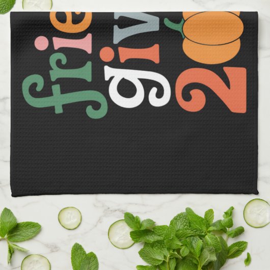 Retro Friends geben 2024 Erntedank fallen Geschirrtuch (Gefaltet)