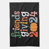 Retro Friends geben 2024 Erntedank fallen Geschirrtuch (Vertikal)