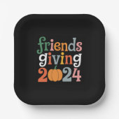 Retro Friends geben 2024 Erntedank fallen Pappteller (Vorderseite)