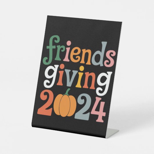 Retro Friends geben 2024 Erntedank fallen Sockelschild (Vorderseite)