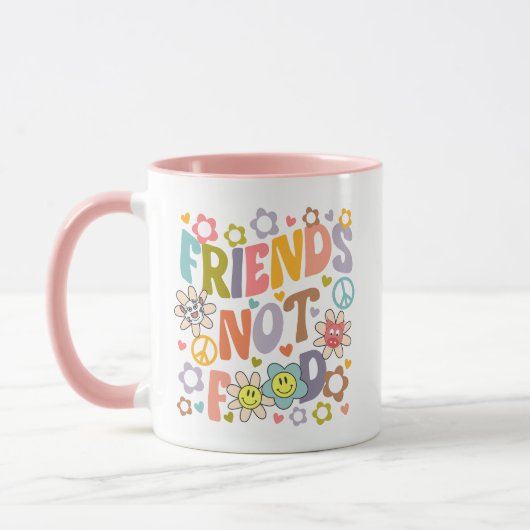 Retro Friends Not Food, Vegan Tasse (Links)