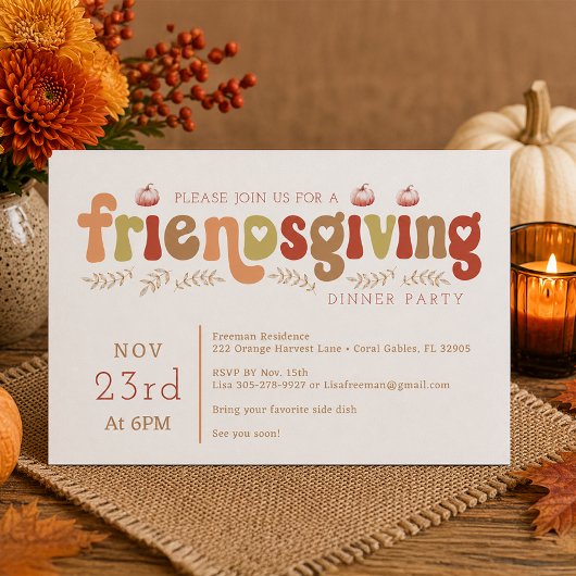 Retro Friendsgiving Dinner Party Einladung