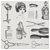Retro Friseur Schönheit Vintages Barbier Stoff (Muster)