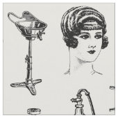 Retro Friseur Schönheit Vintages Barbier Stoff (Nahaufnahme)