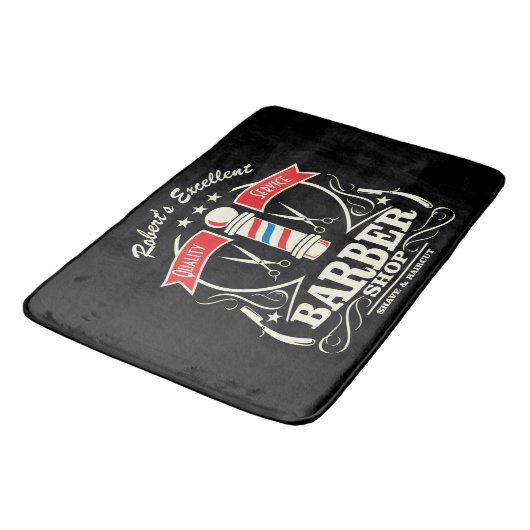 Retro Friseur-Stylist-Arbeits-Boden-Matte Badematte (Schrägansicht)