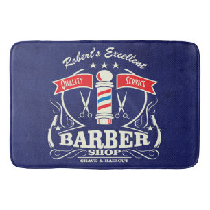 Retro-Friseurstil-Arbeitsbodenmatte Blau Badematte