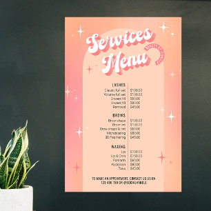 Retro-Frisiersalon-Pfirsich- und Rosa-Preisliste-P Poster