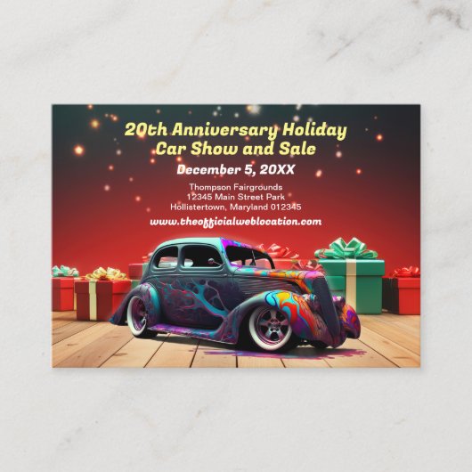 Retro Frisierte Auto Auto Holiday Flyer Business C Visitenkarte (Vorderseite)