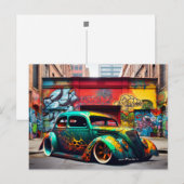 Retro Frisierte Auto Graffiti Cinematic Auto Postk Postkarte (Vorne/Hinten)