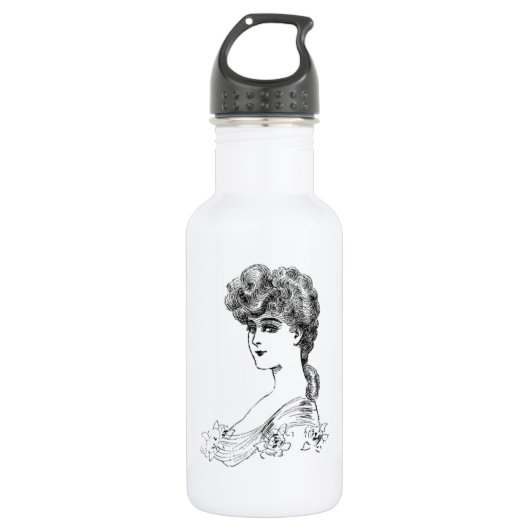 Retro-Frisur Trinkflasche (Vorderseite)