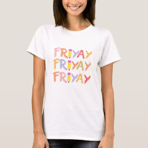 Retro Friyay Freitag Wochenende Vibes Damen T-Shir T-Shirt