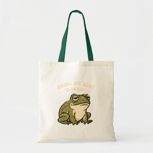 Retro Frog Barely Trying Canvas Tote Bag Tragetasche (Vorne)