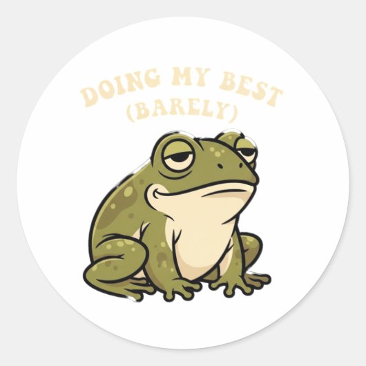 Retro Frog Doing My Best Vinyl Sticker (Vorderseite)