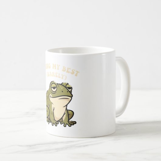 Retro Frog Minimal Effort White Mug Kaffeetasse (VorderseiteRechts)