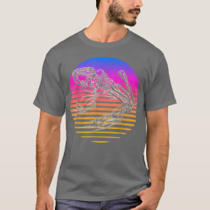 Retro Frog Skeleton Amphibien Sunset T-Shirt