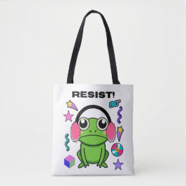 Retro Frog with A 90s Attitude. Resist! Quote Tasche