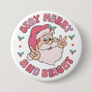 Retro Froh und Helliger Nikolaus Button
