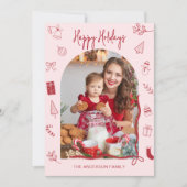 Retro Frohe Feiertage Foto Handgezeichnet Feiertagskarte (Vorderseite)