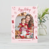 Retro Frohe Feiertage Foto Handgezeichnet Feiertagskarte (Stehend Vorderseite)