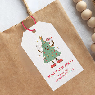Retro Frohe Feiertage Weihnachten Geschenkanhänger