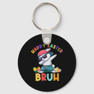 Retro Frohe Ostern Bruh Dabbing Hase Kinder Jungen Schlüsselanhänger