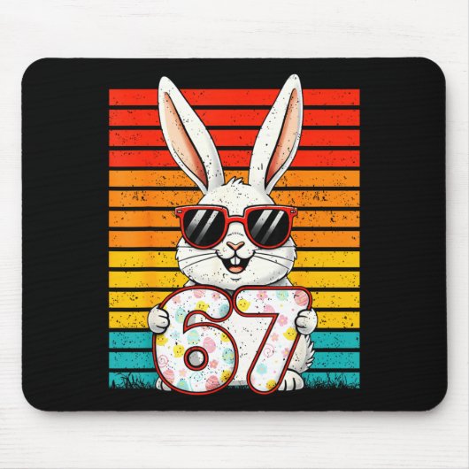 Retro Frohe Ostern Hase 67 Six Seven Meme Junge Mä Mousepad (Vorne)