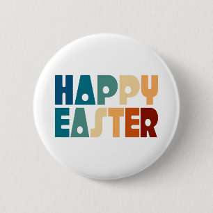 Retro Frohe Ostern Typografie Pin Button