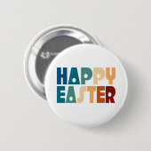 Retro Frohe Ostern Typografie | Pin Button (Vorne & Hinten)