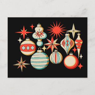 Retro Frohe und helle moderne Weihnachtsdekoration Feiertagspostkarte