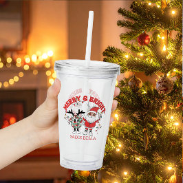 Retro Frohe und helle Weihnachten Acryltrinkbecher