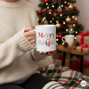 Retro Frohe und Helle Weihnachten Kaffeetasse