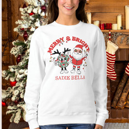 Retro Frohe und helle Weihnachten Sweatshirt