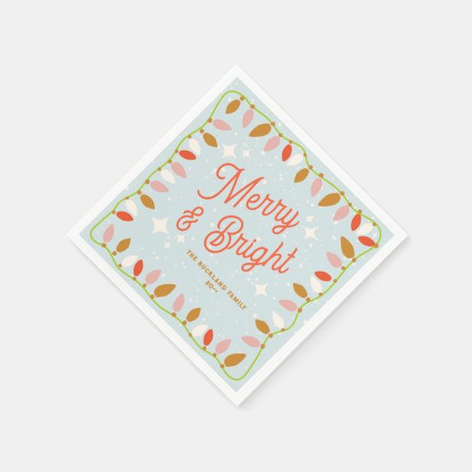 Retro Frohe und helle Weihnachtsbeleuchtung Serviette (Ecke)