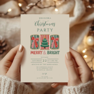 Retro Frohe und strahlende Weihnachten Einladung