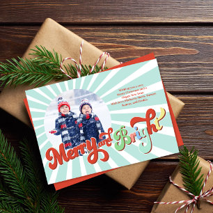 Retro Frohe und strahlende Weihnachtsfoto Feiertagskarte