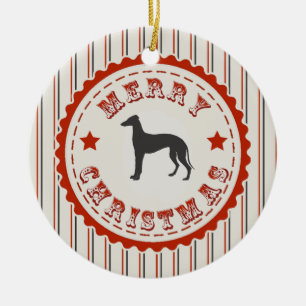 Retro frohe Weihnacht-Windhund-Hund Keramik Ornament