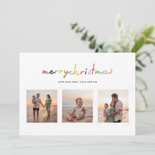 Retro frohe Weihnachten 6 Foto Collage glücklich (Stehend Vorderseite)