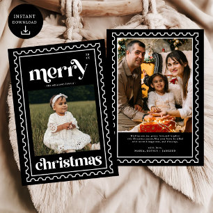 Retro Frohe Weihnachten Briefmarke Foto Familienur
