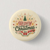 Retro Frohe Weihnachten Button (Vorderseite)