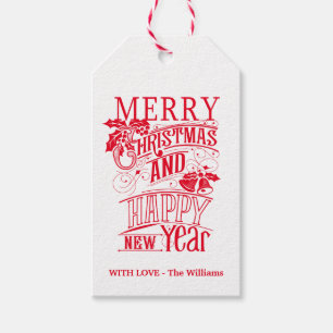 Retro Frohe Weihnachten & ein gutes neues Jahr Geschenkanhänger