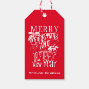 Retro Frohe Weihnachten & ein gutes neues Jahr Geschenkanhänger
