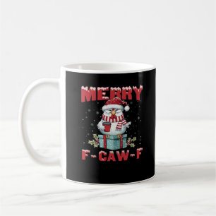 Retro Frohe Weihnachten F-Caw-F Huhn  Kaffeetasse