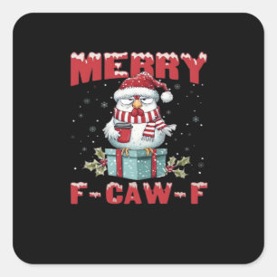 Retro Frohe Weihnachten F-Caw-F Huhn Quadratischer Aufkleber